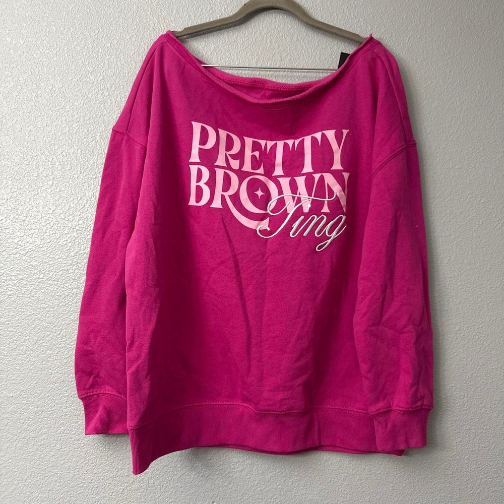 Legendary Rootz Black History Month Hot Pink Off the Shoulder Graphic Sweatshirt